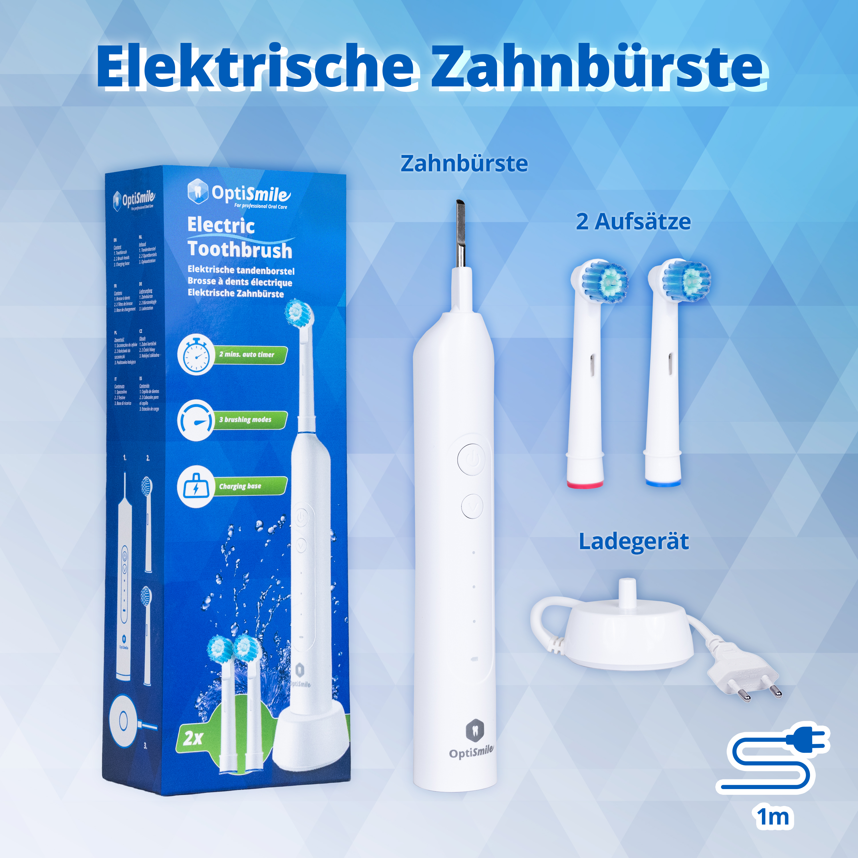 Elektrische Zahnbürste mit 3 Putzmodi