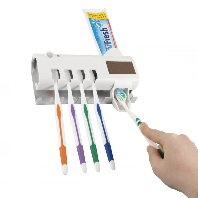 UV-ontsmettende tandenborstelhouder met dispenser